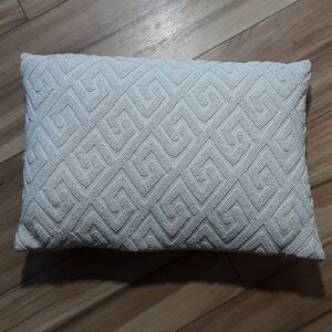 Surya Textured White/Cream Feathered Filled Rectangular Pillow.